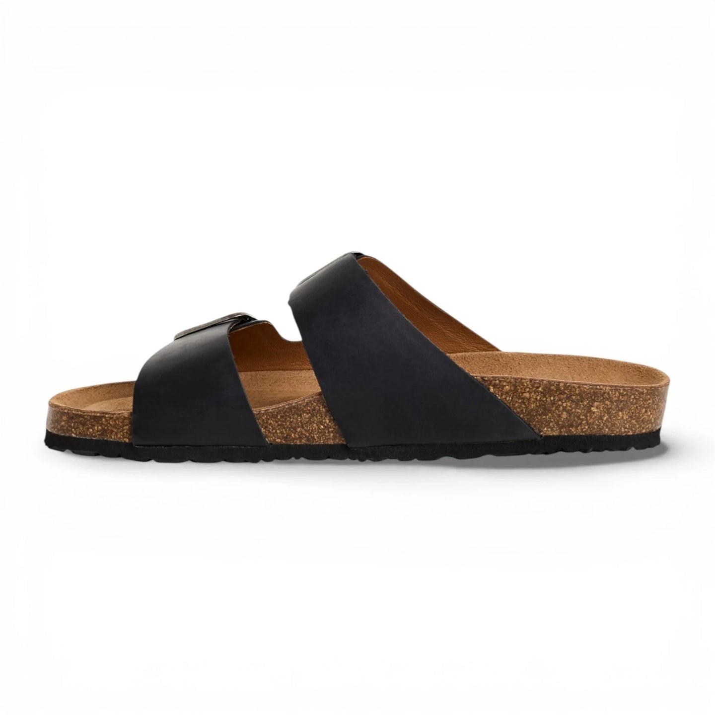 Svarta slip-on-sandaler i läder för män
