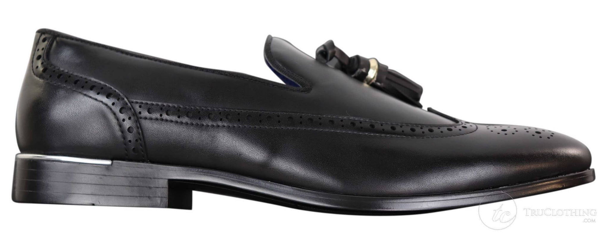 Svarta brogueskor med tofs för män
