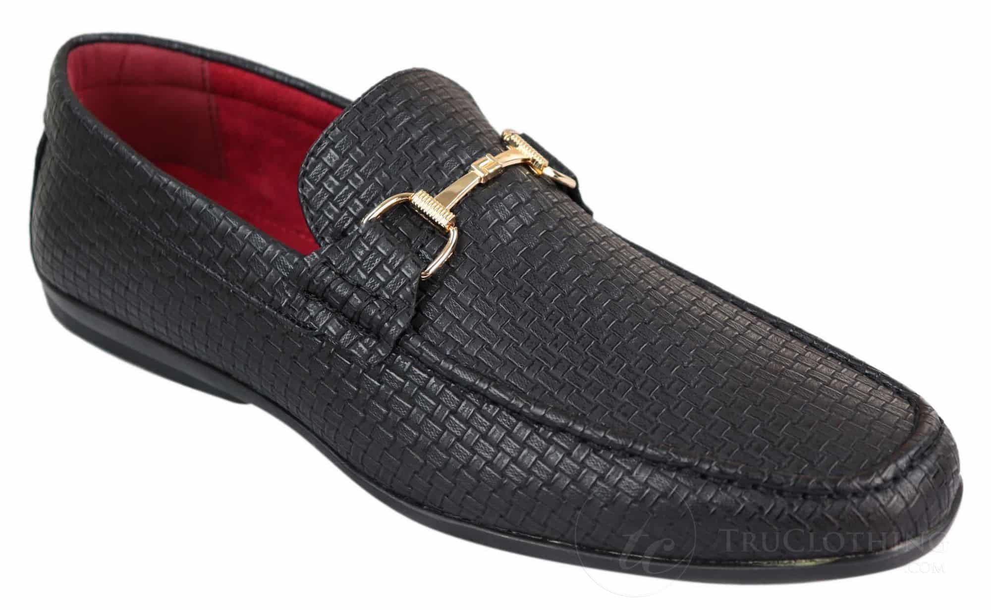 Svarta vävda loafers i PU-läder för män