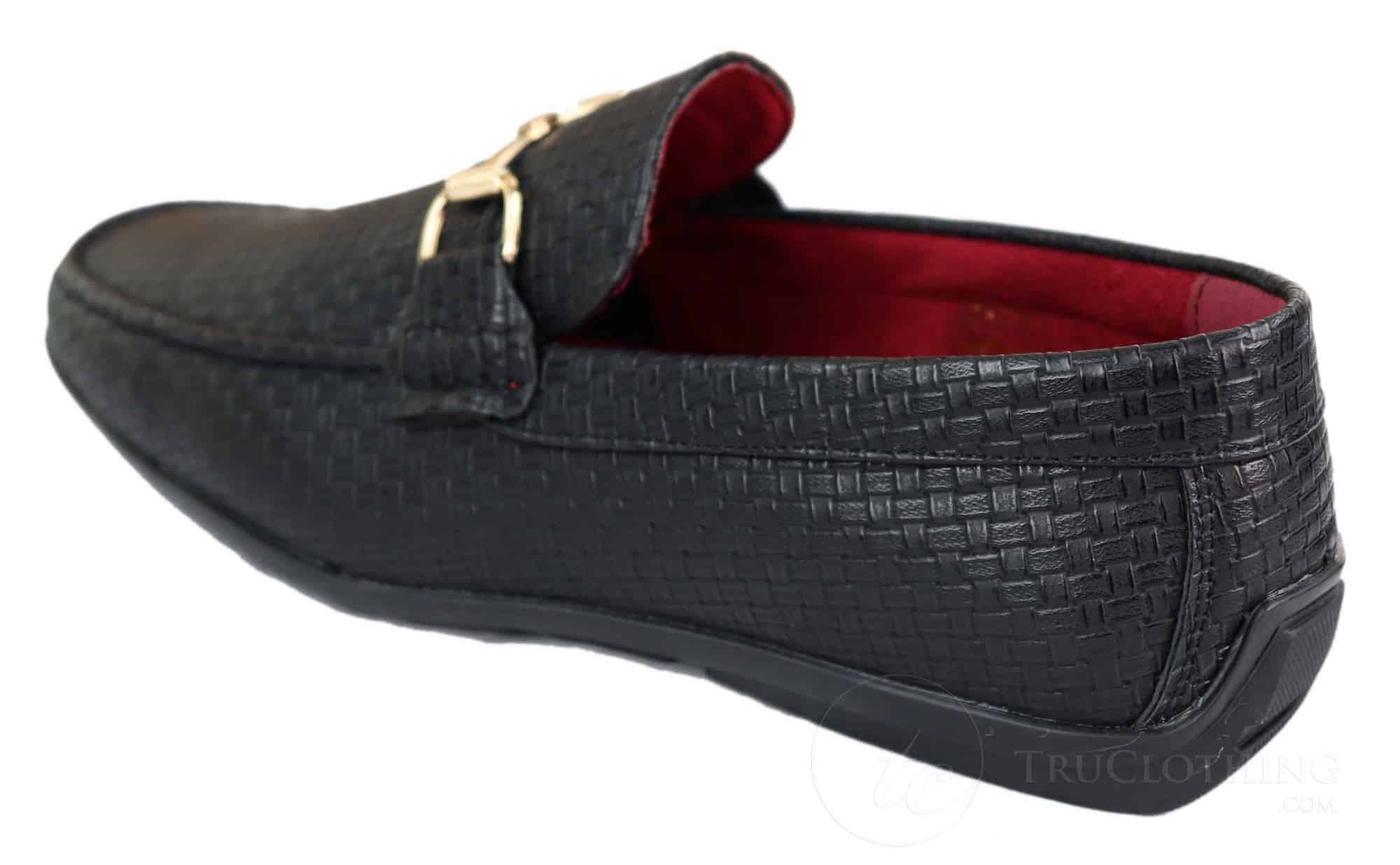 Svarta vävda loafers i PU-läder för män