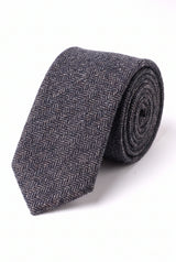 Svart herrslips i tweed i ullblandning