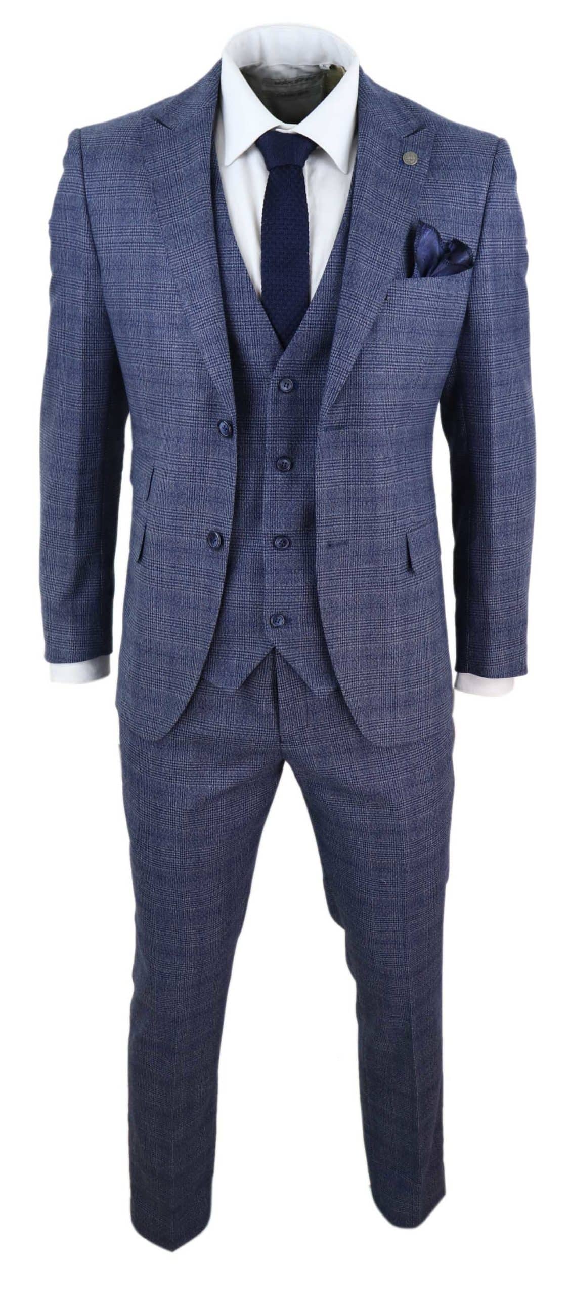 Herrkostym i 3-delad stil med klassisk tweedrutig vintage- och retromönster, skräddarsydd passform, Peaky Blinders