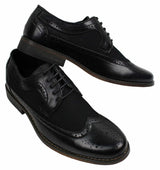 Herr Brogues Läderskor Italiensk Designer Smart Casual Brun Svart Marinblå Retro