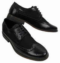 Herr Brogues Läderskor Italiensk Designer Smart Casual Brun Svart Marinblå Retro