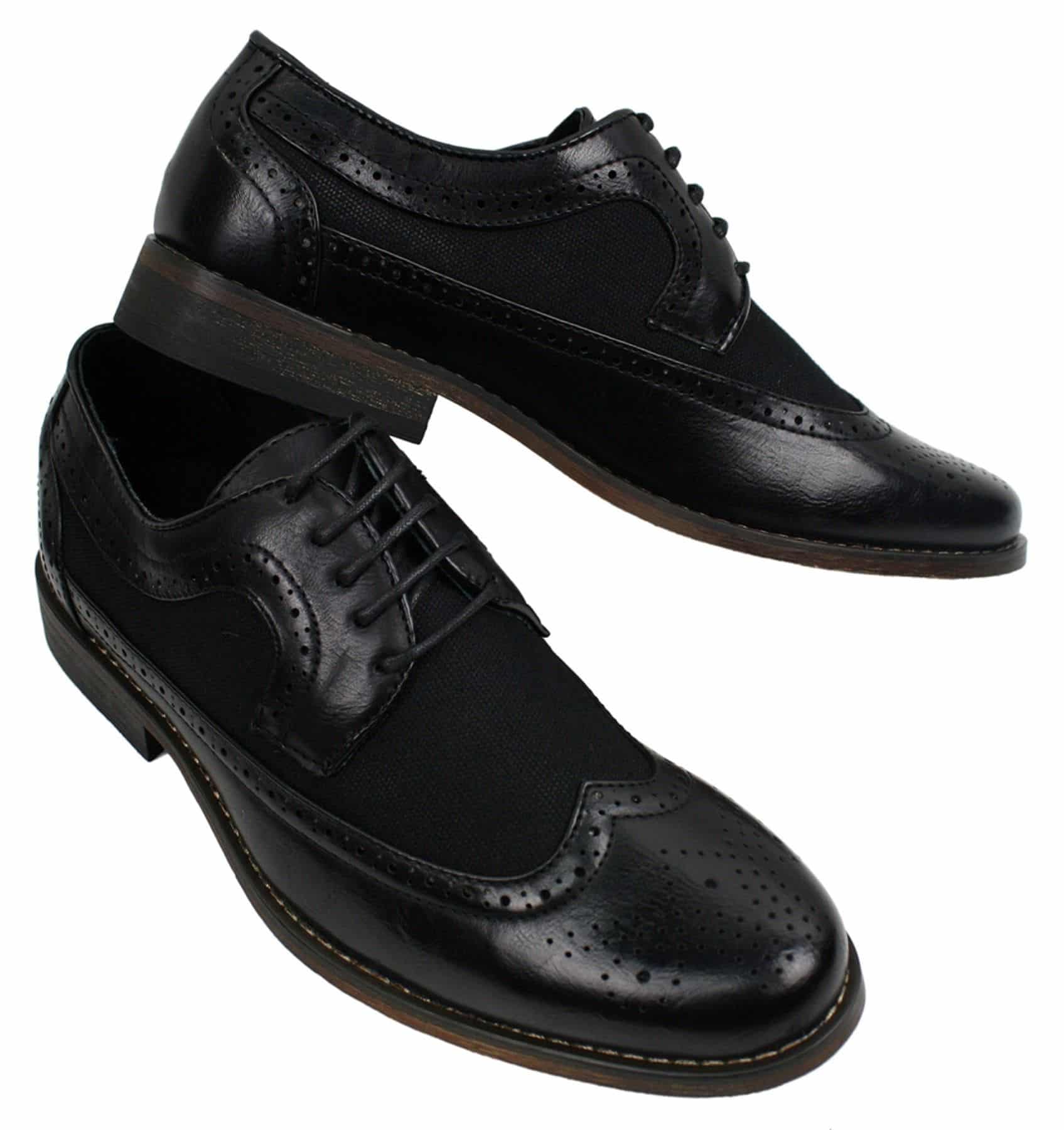 Herr Brogues Läderskor Italiensk Designer Smart Casual Brun Svart Marinblå Retro