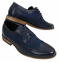 Herr Brogues Läderskor Italiensk Designer Smart Casual Brun Svart Marinblå Retro
