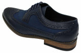 Herr Brogues Läderskor Italiensk Designer Smart Casual Brun Svart Marinblå Retro