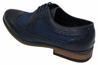 Herr Brogues Läderskor Italiensk Designer Smart Casual Brun Svart Marinblå Retro