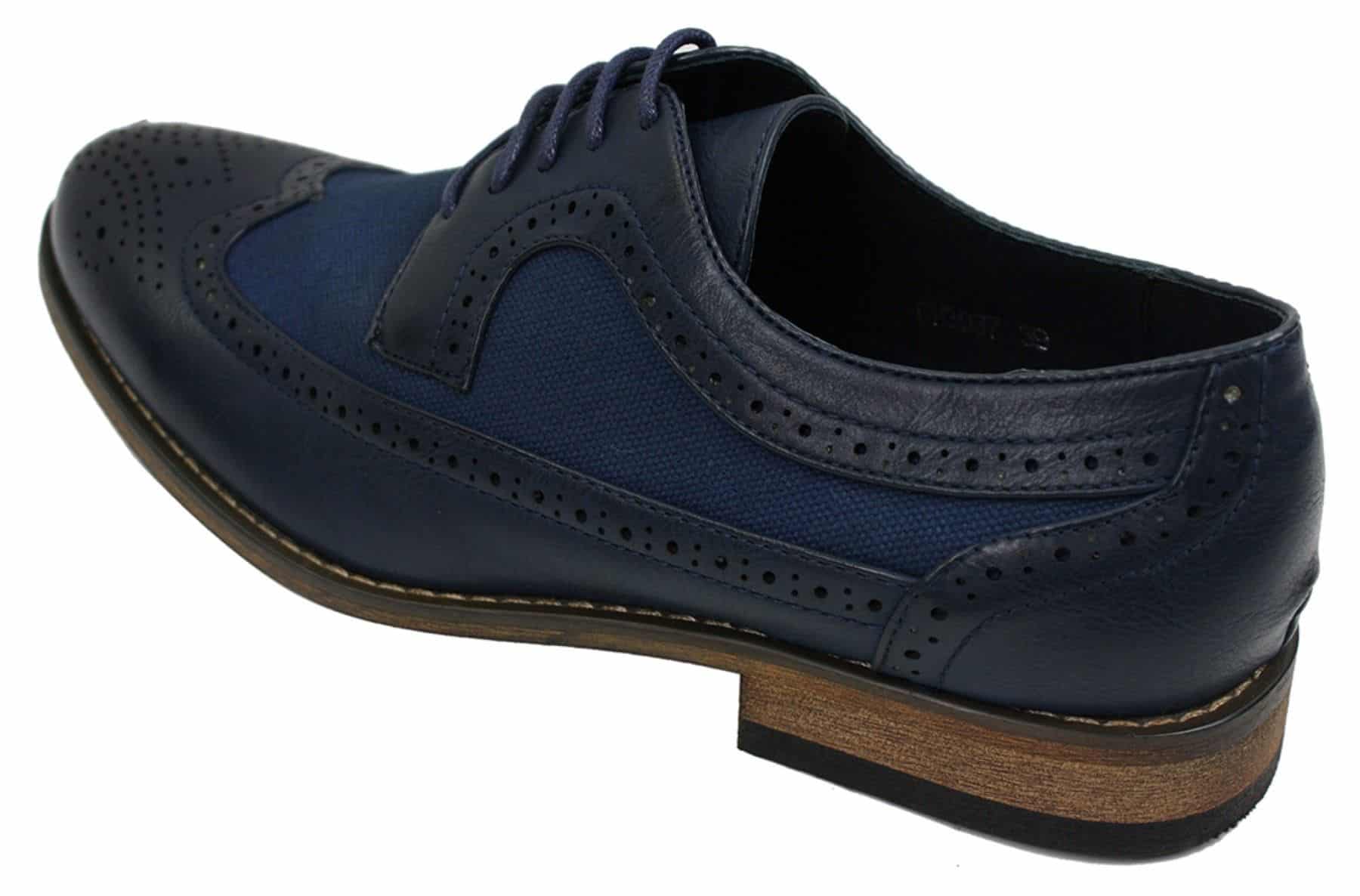Herr Brogues Läderskor Italiensk Designer Smart Casual Brun Svart Marinblå Retro