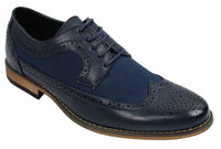Herr Brogues Läderskor Italiensk Designer Smart Casual Brun Svart Marinblå Retro