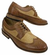 Herr Brogues Läderskor Italiensk Designer Smart Casual Brun Svart Marinblå Retro