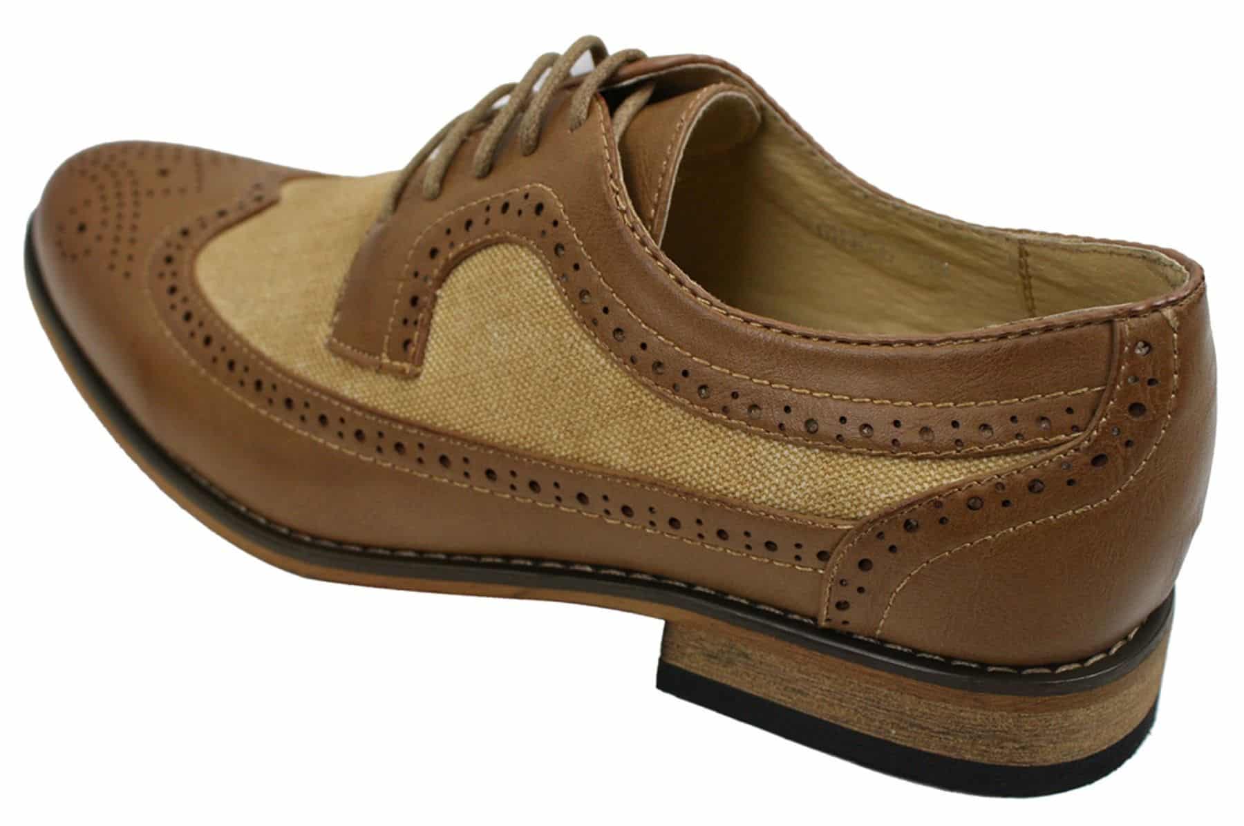 Herr Brogues Läderskor Italiensk Designer Smart Casual Brun Svart Marinblå Retro