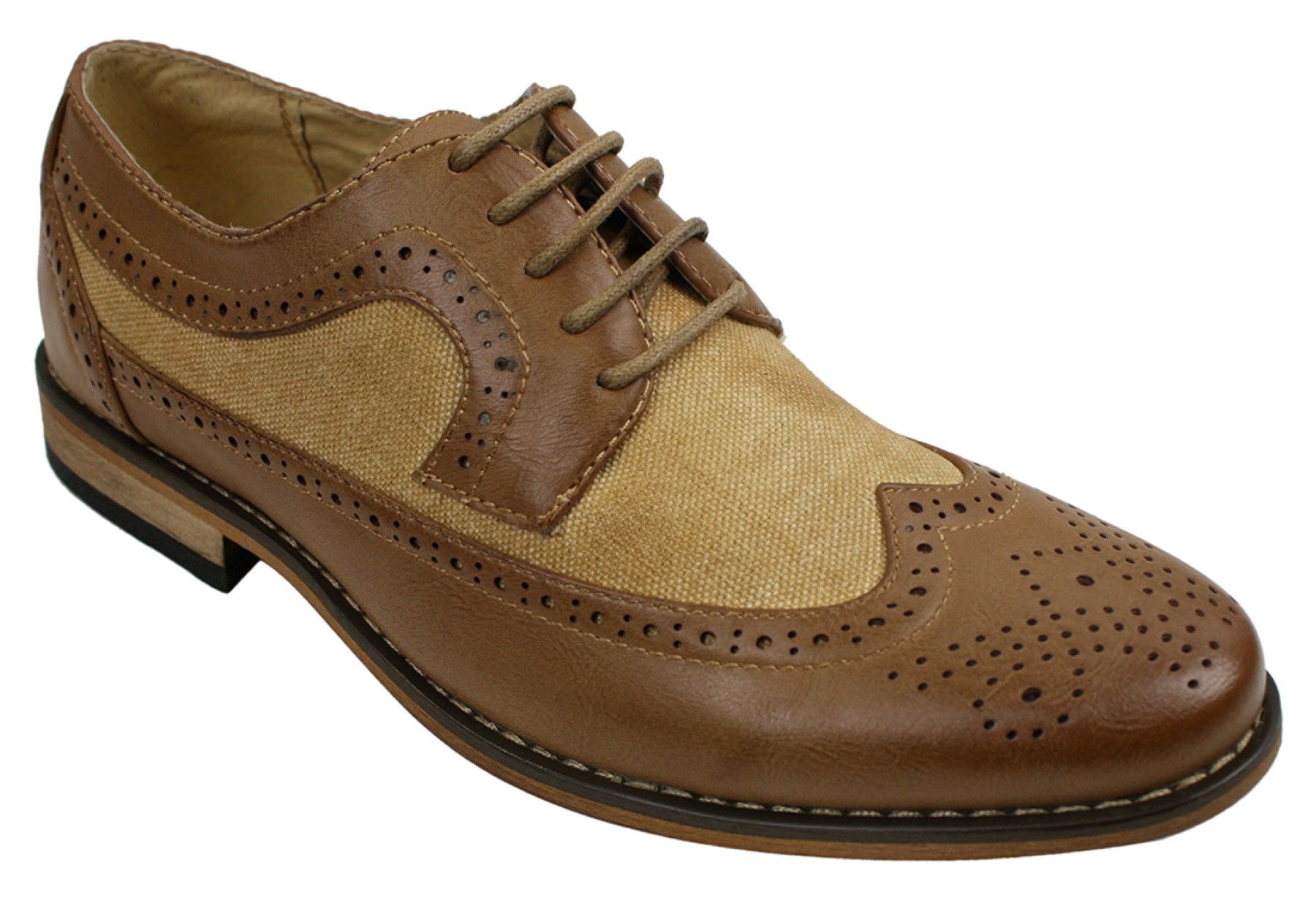 Herr Brogues Läderskor Italiensk Designer Smart Casual Brun Svart Marinblå Retro
