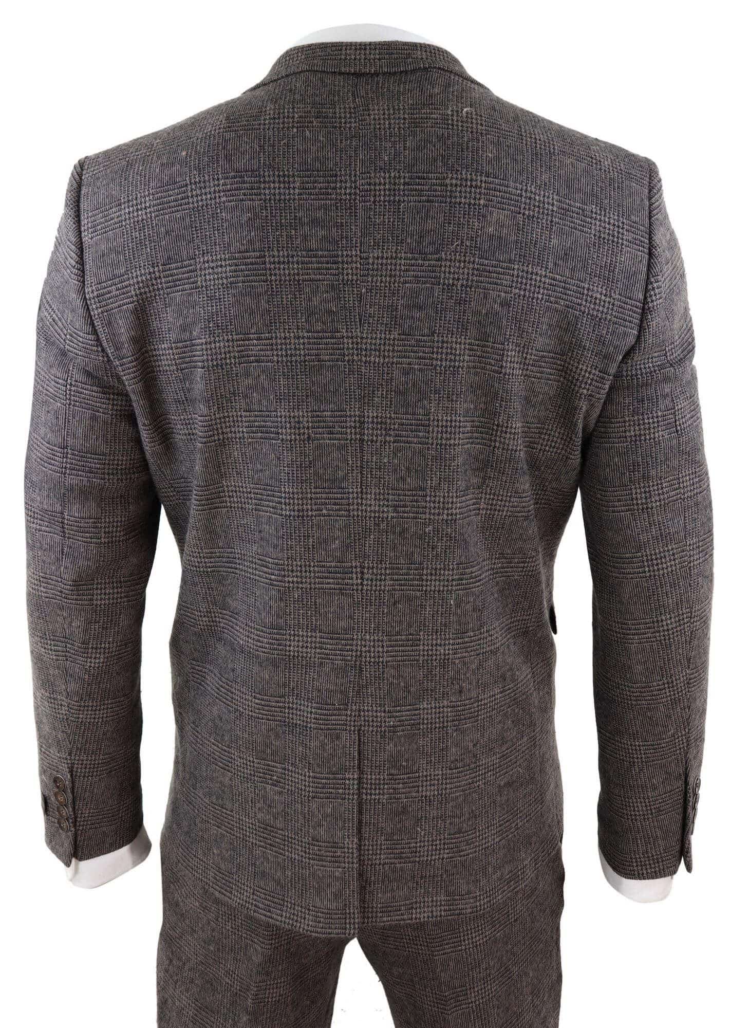 Herrkostym i brun rutig tweed i 3 delar - STZ17