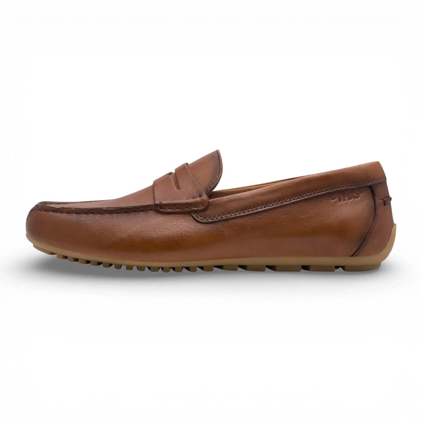 Herrloafers i brunt läder med mockasiner