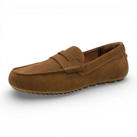 Bruna mocka-loafers för män