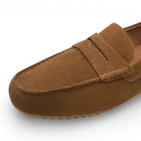 Bruna mocka-loafers för män