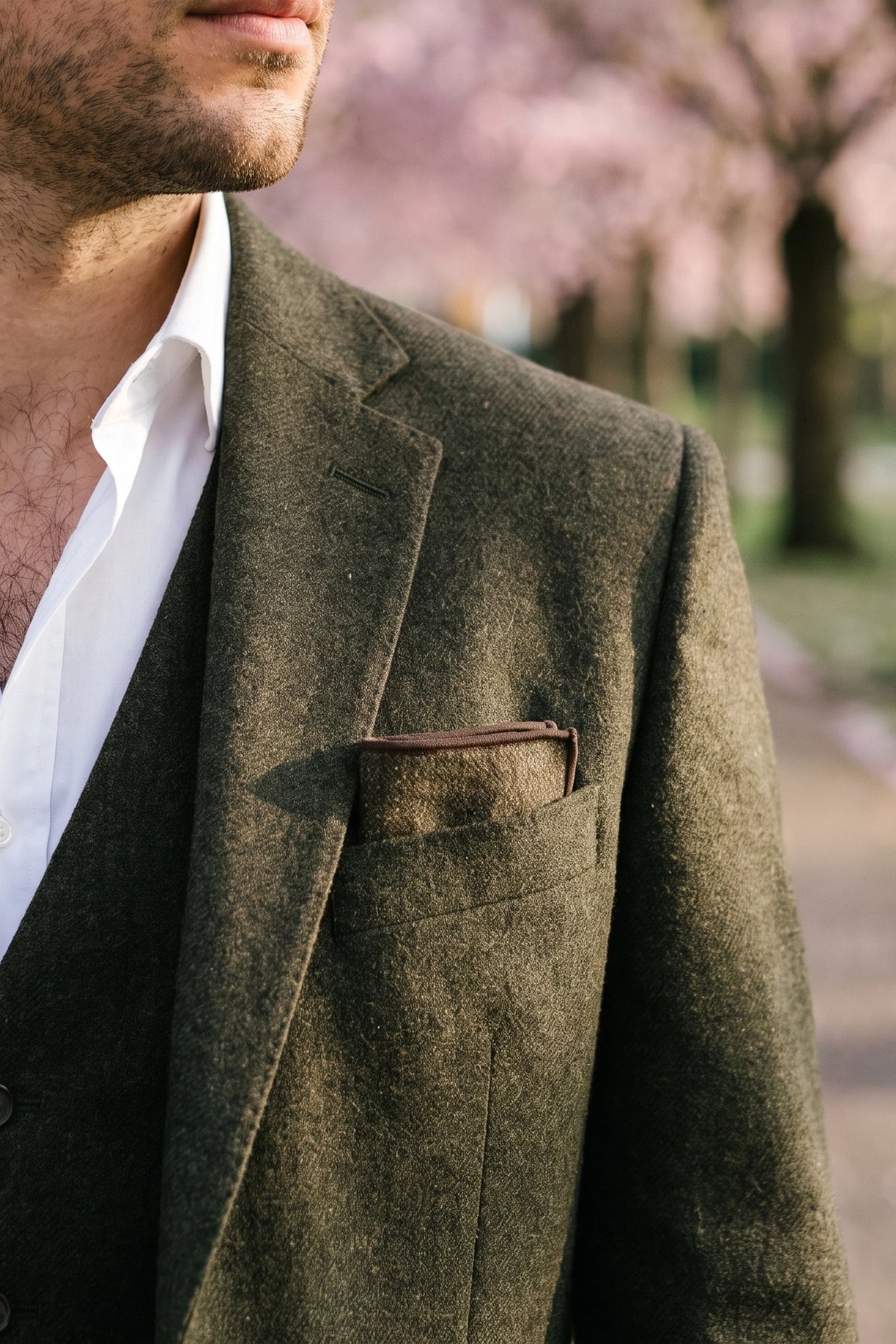 Herrnäsduk i brun tweed
