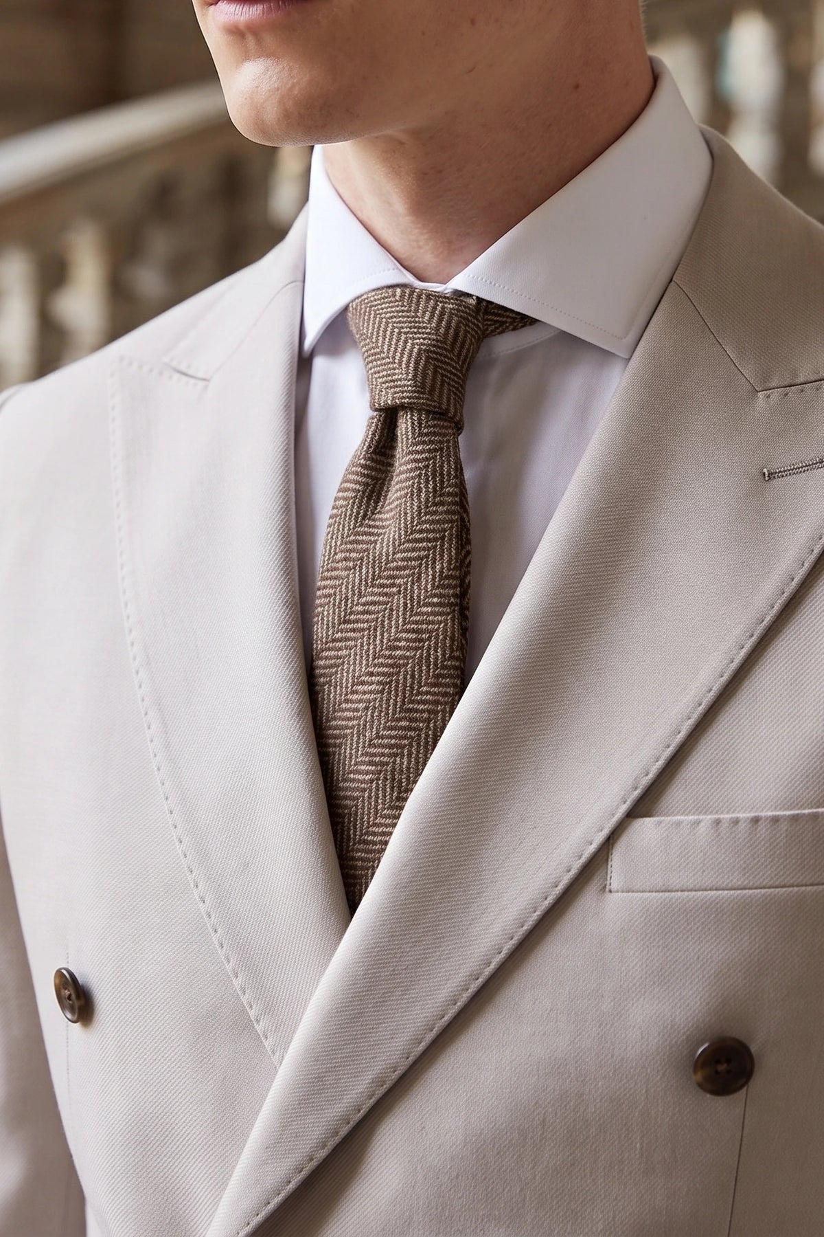 Herrslips i brun tweed i ullblandning