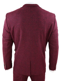 Herrkostym i vinröd, tweed, 3-delad kostym - STZ17