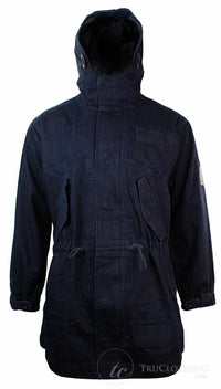 Herr Denim Överrock Huva Jeansjacka Fleecefodrad 3/4 Trench Duffeljacka