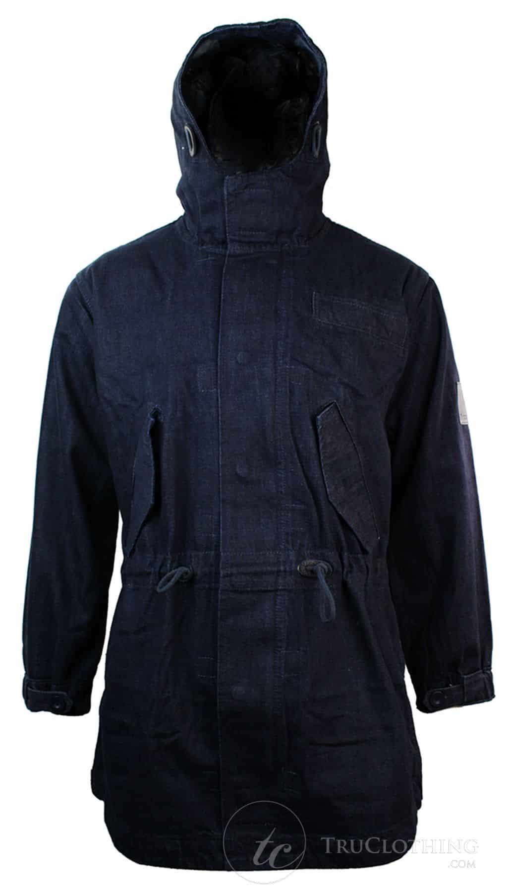 Herr Denim Överrock Huva Jeansjacka Fleecefodrad 3/4 Trench Duffeljacka