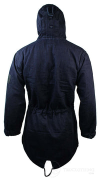 Herr Denim Överrock Huva Jeansjacka Fleecefodrad 3/4 Trench Duffeljacka