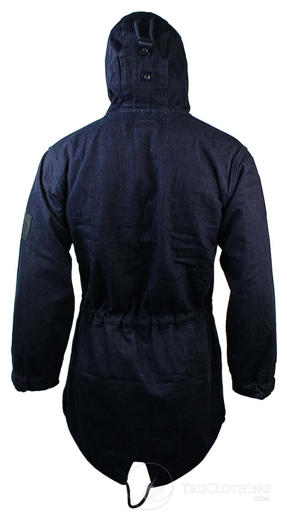 Herr Denim Överrock Huva Jeansjacka Fleecefodrad 3/4 Trench Duffeljacka