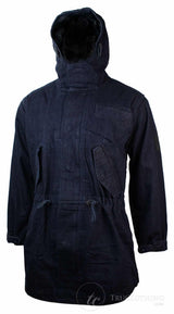 Herr Denim Överrock Huva Jeansjacka Fleecefodrad 3/4 Trench Duffeljacka