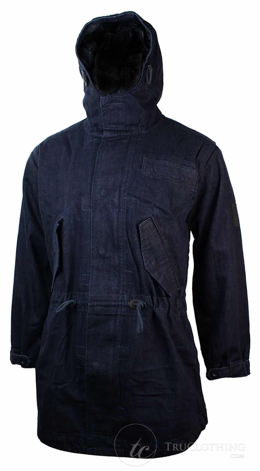 Herr Denim Överrock Huva Jeansjacka Fleecefodrad 3/4 Trench Duffeljacka