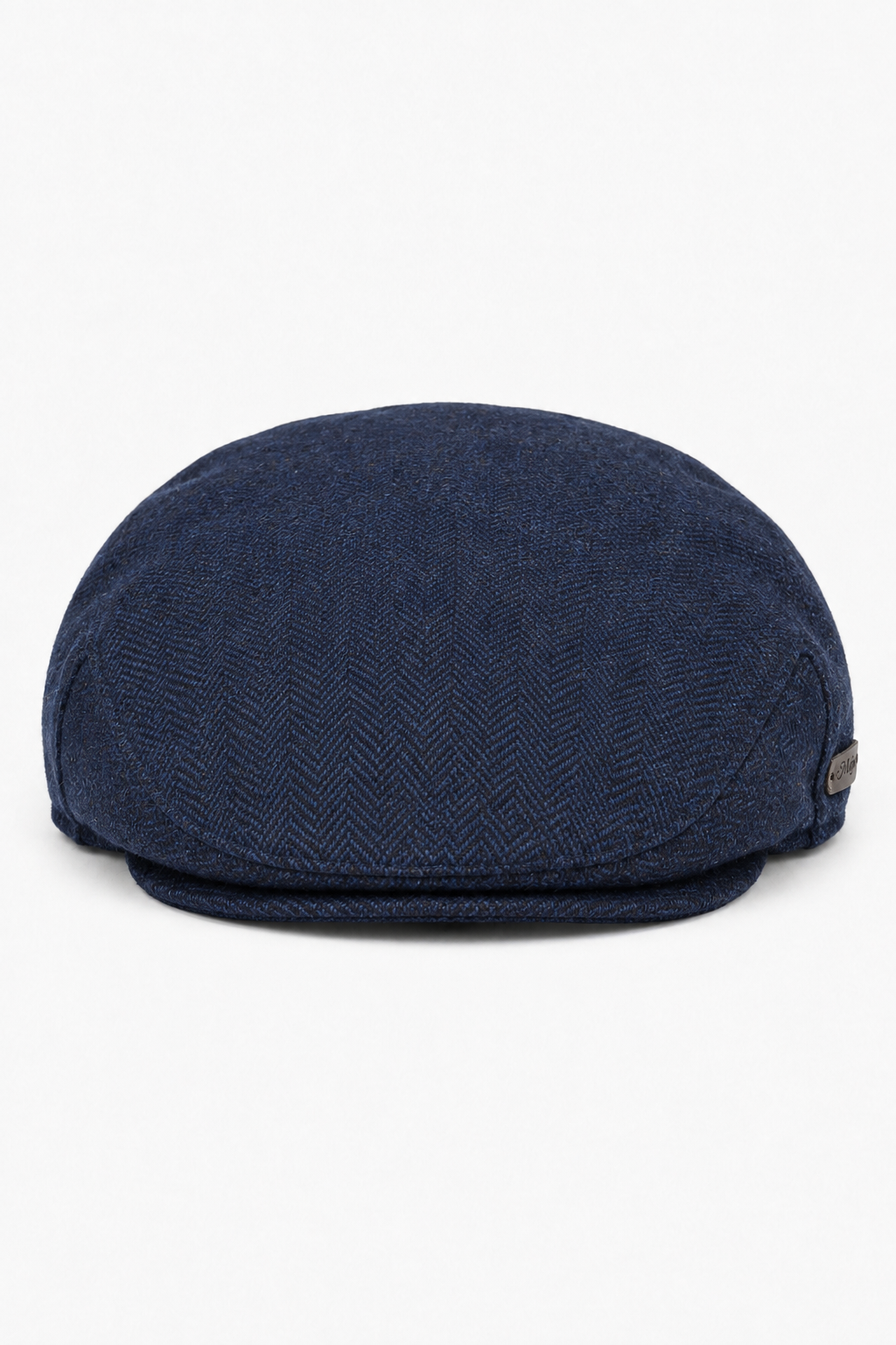 Herrkeps i ull, fiskbensmönstrad, marinblå, tweed, klassisk 1920-talsmodell, unisex, Del Boy