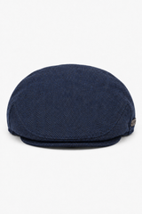 Herrkeps i ull, fiskbensmönstrad, marinblå, tweed, klassisk 1920-talsmodell, unisex, Del Boy