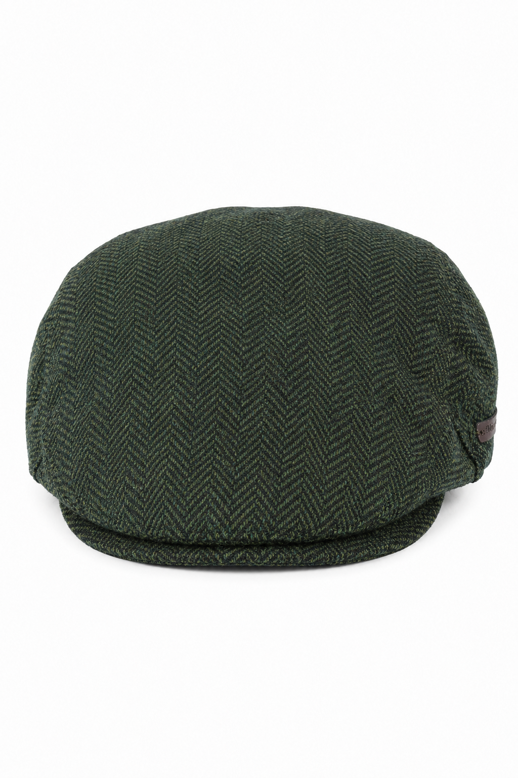 Herrkeps i ull, fiskbensmönstrad, olivgrön, tweed, klassisk 1920-talsmodell, unisex, Del Boy