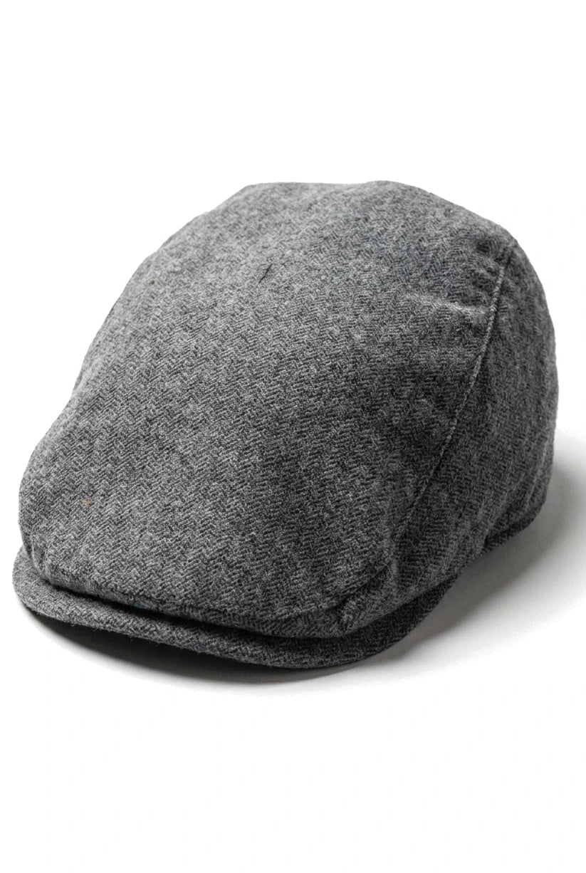 Herr Flatcap Hatt Baker Boy 8 Panel Grandad Tweed Fiskbensmönstrad Grå Vintage