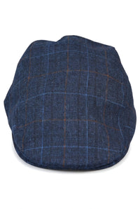 Herr Grandad Baker Platt Marinblå Keps med 8 Paneler i Tweed Vintage Klassisk Smart Casual 1920-tal