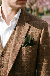 Herrnäsduk i grön tweed-ullblandning