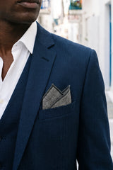 Herrnäsduk i grå tweed