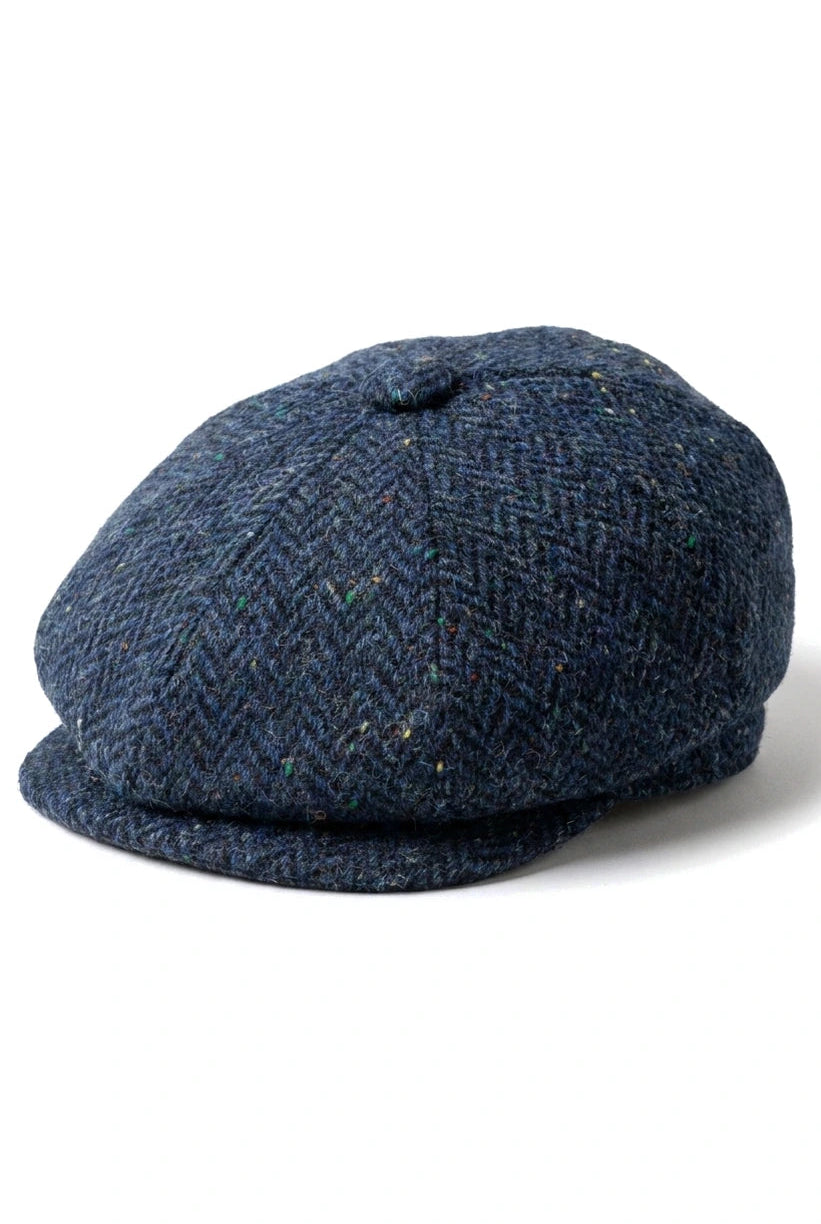 Herr Fiskbensmönstrad Blå Tweed 8 Panel Keps