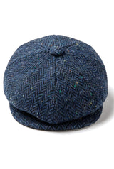 Herr Fiskbensmönstrad Blå Tweed 8 Panel Keps