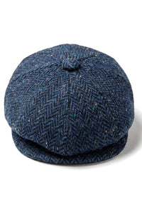 Herr Fiskbensmönstrad Blå Tweed 8 Panel Keps