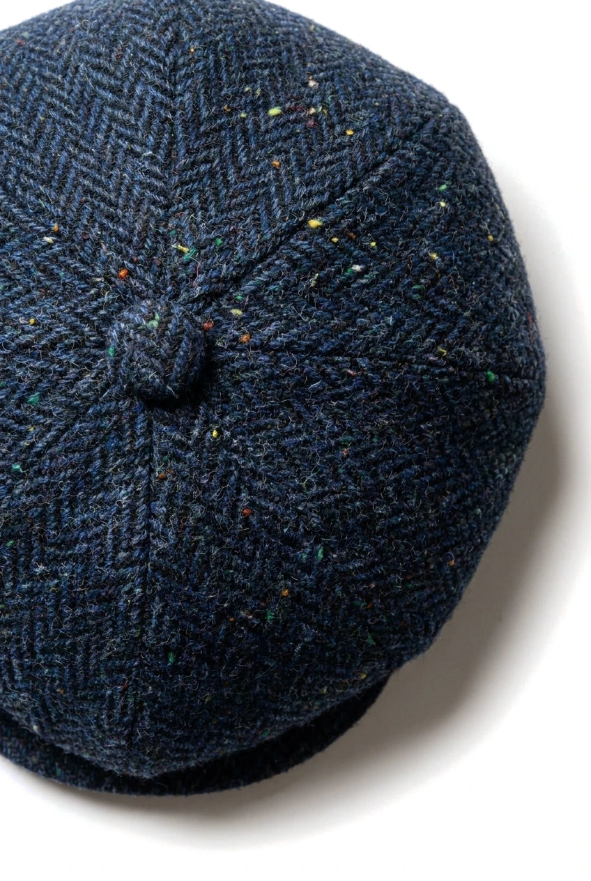 Herr Fiskbensmönstrad Blå Tweed 8 Panel Keps