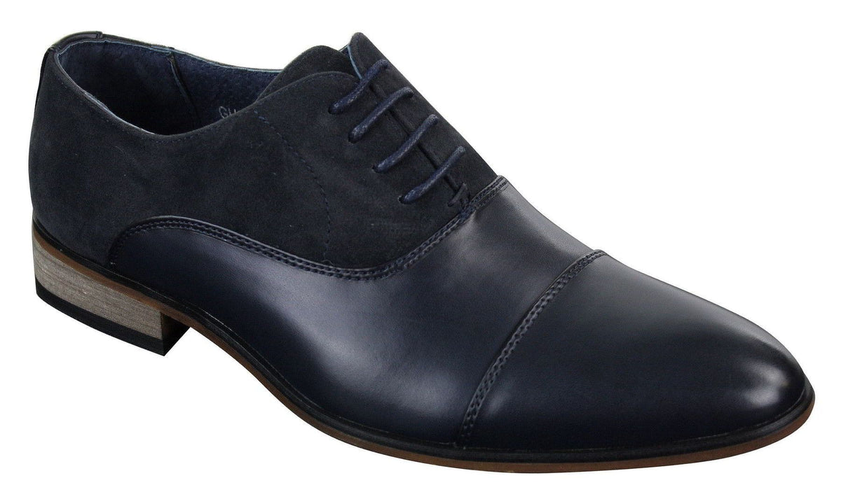 Herrskor i italienskt läder och mocka med snörning, eleganta casual bruna marinblå svarta designerskor
