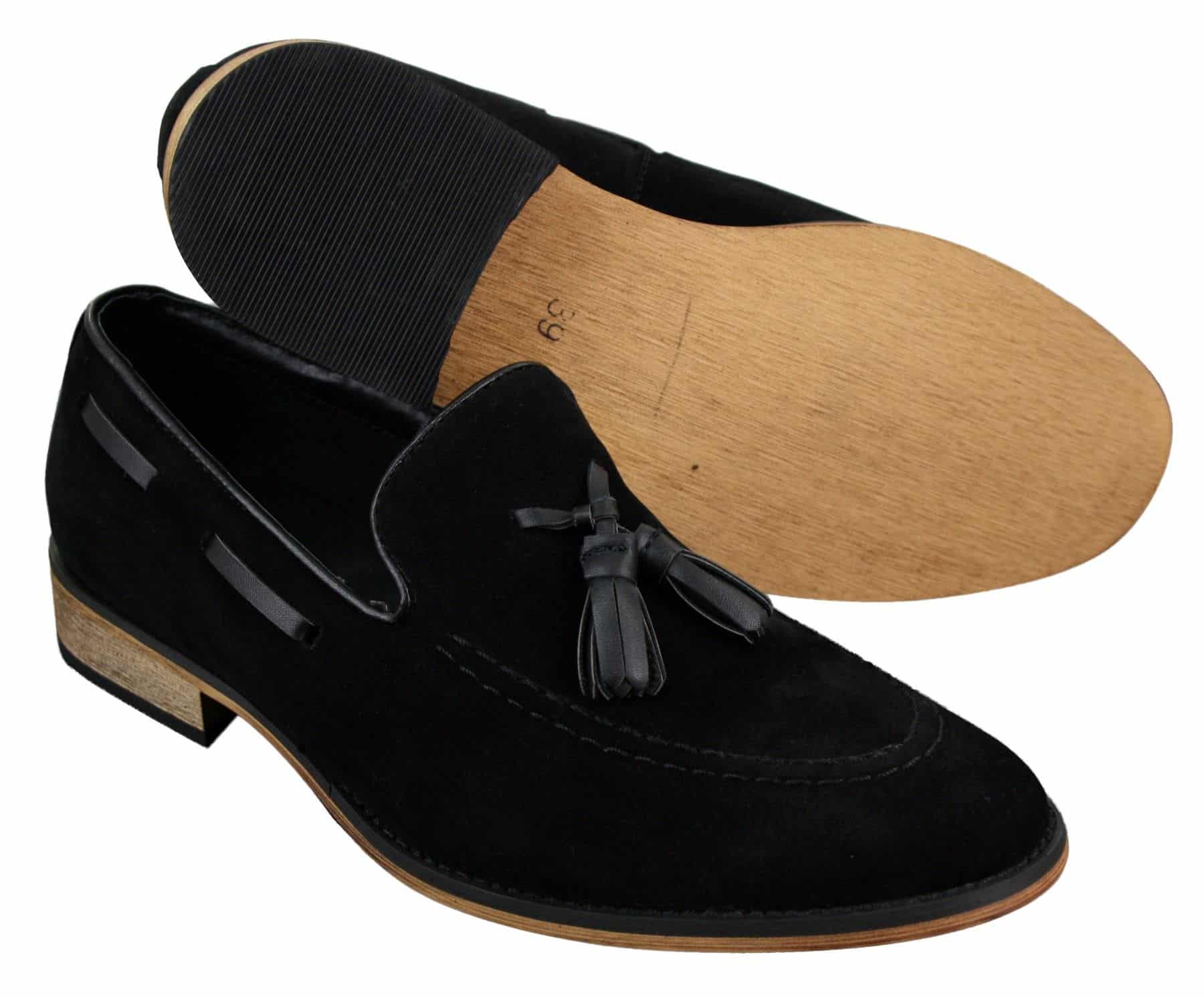 Herr Italienska Slip-On Körskor Loafers Tofs Mocka Läder Blå Svart Brun