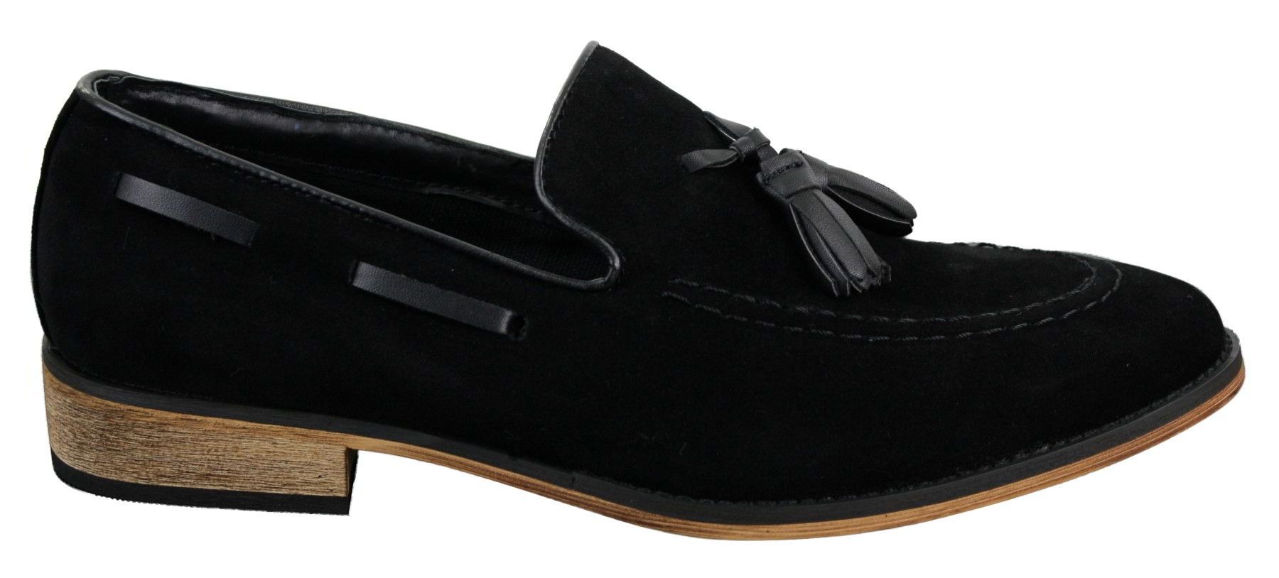 Herr Italienska Slip-On Körskor Loafers Tofs Mocka Läder Blå Svart Brun
