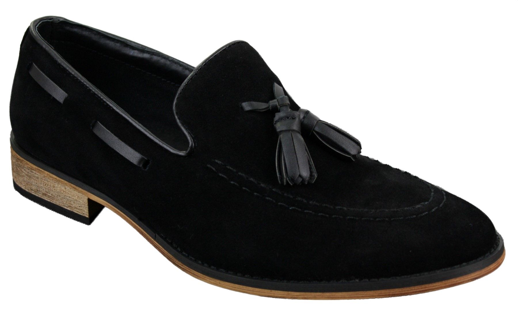 Herr Italienska Slip-On Körskor Loafers Tofs Mocka Läder Blå Svart Brun