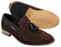 Herr Italienska Slip-On Körskor Loafers Tofs Mocka Läder Blå Svart Brun