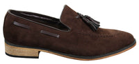 Herr Italienska Slip-On Körskor Loafers Tofs Mocka Läder Blå Svart Brun