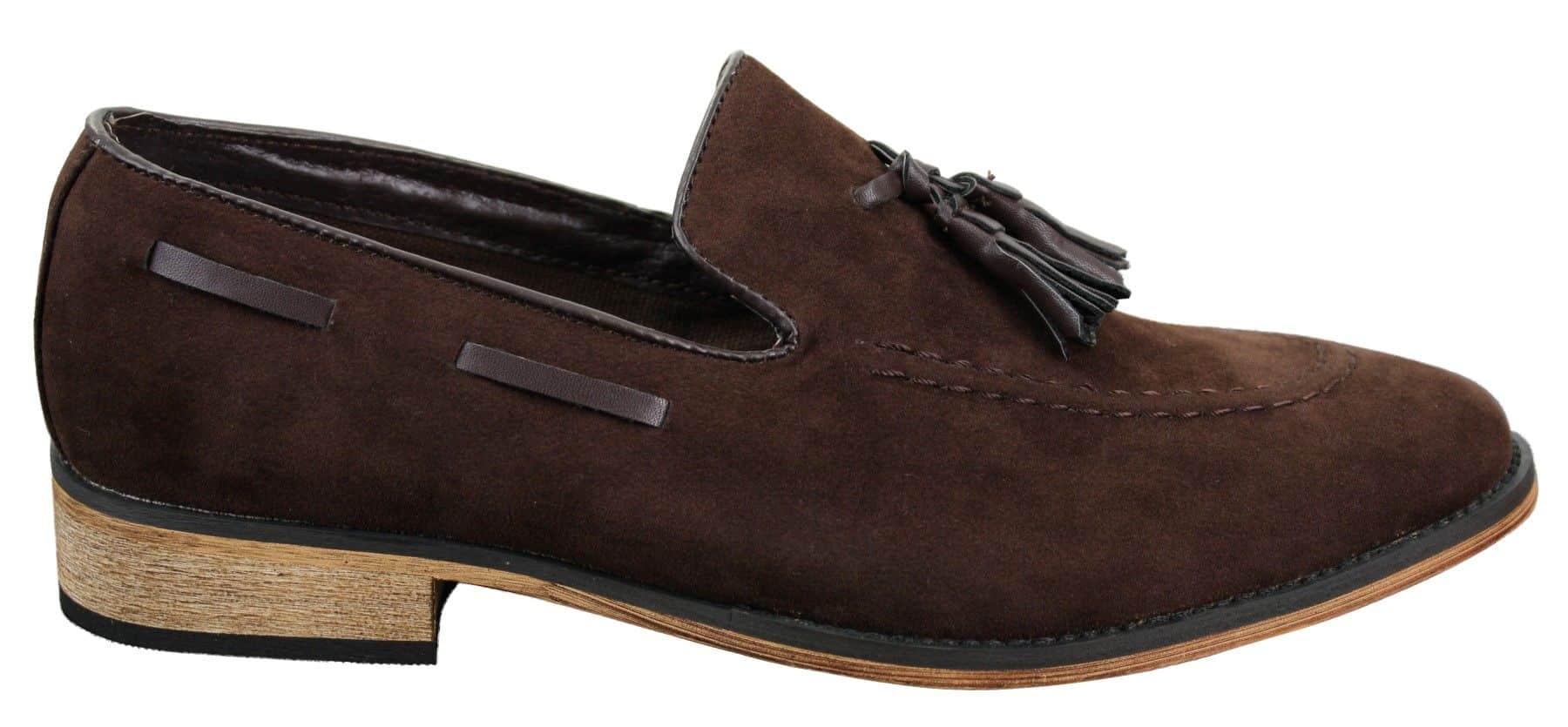 Herr Italienska Slip-On Körskor Loafers Tofs Mocka Läder Blå Svart Brun