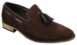 Herr Italienska Slip-On Körskor Loafers Tofs Mocka Läder Blå Svart Brun