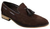 Herr Italienska Slip-On Körskor Loafers Tofs Mocka Läder Blå Svart Brun